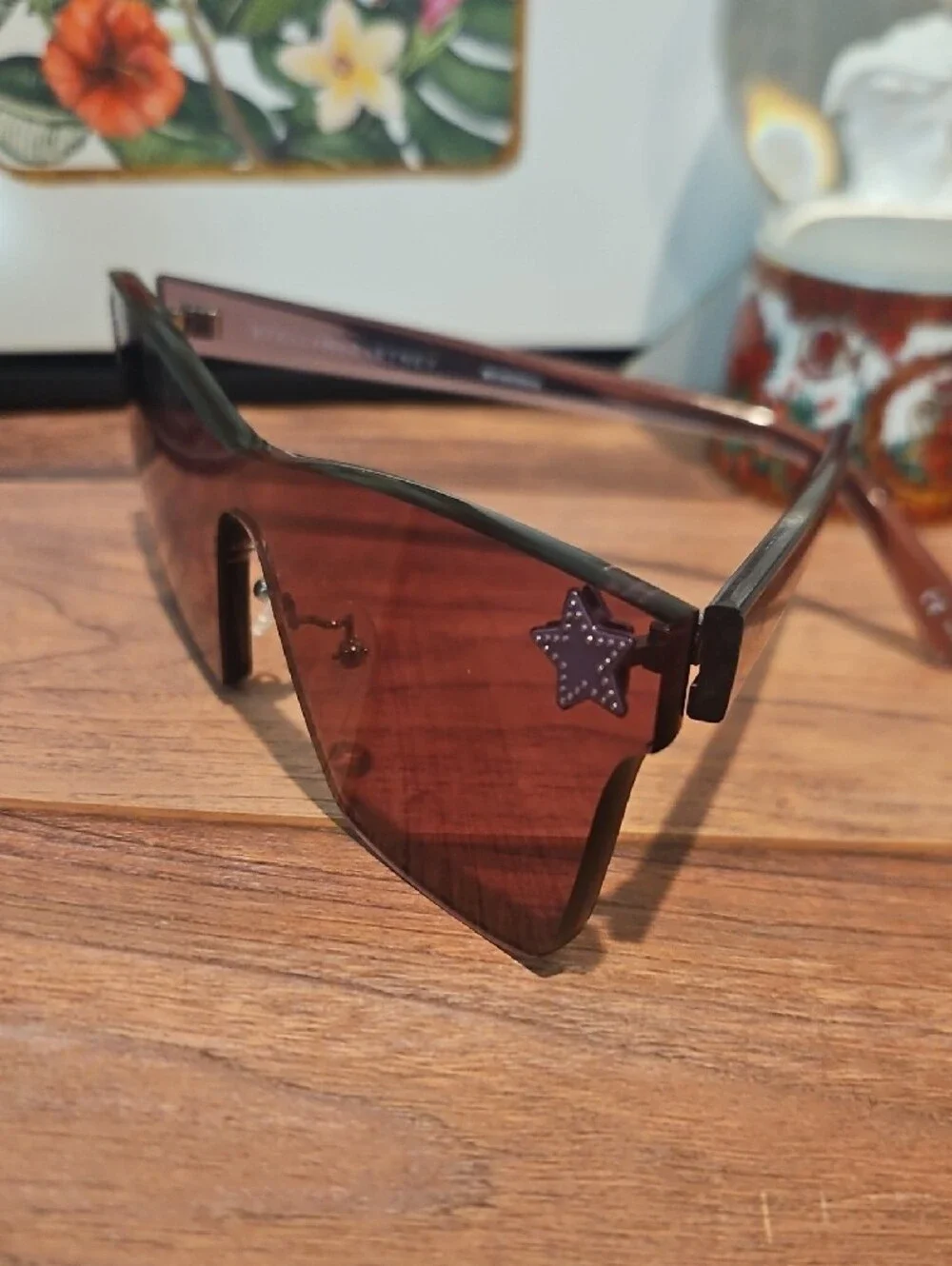 Stella McCartney Oversized Shield Sunglasses in Dark Burgundy